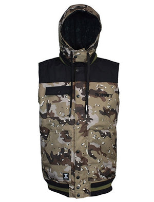Removable hood quilted vest desert camo